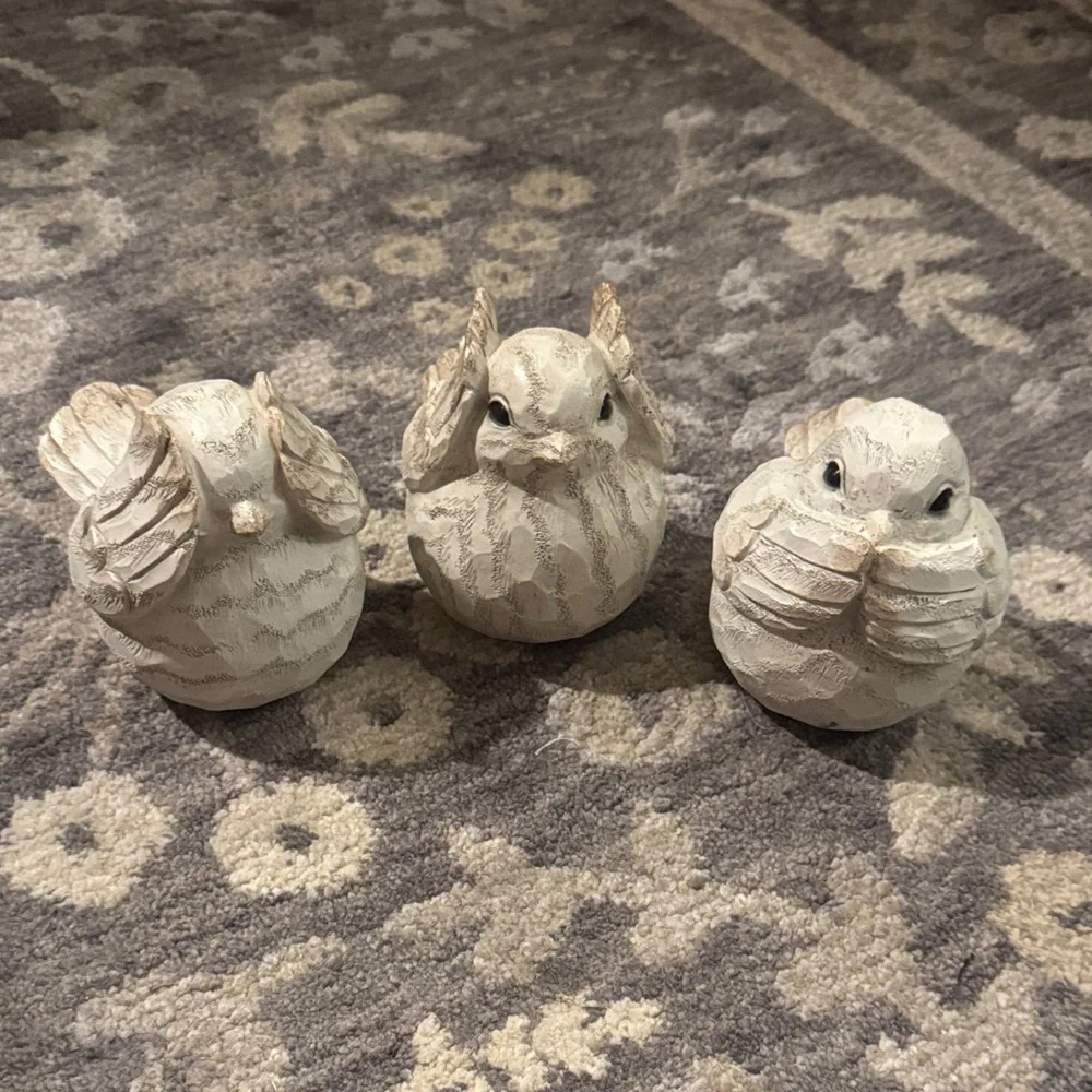 Set of Three Adorable Charming Bird Figurines